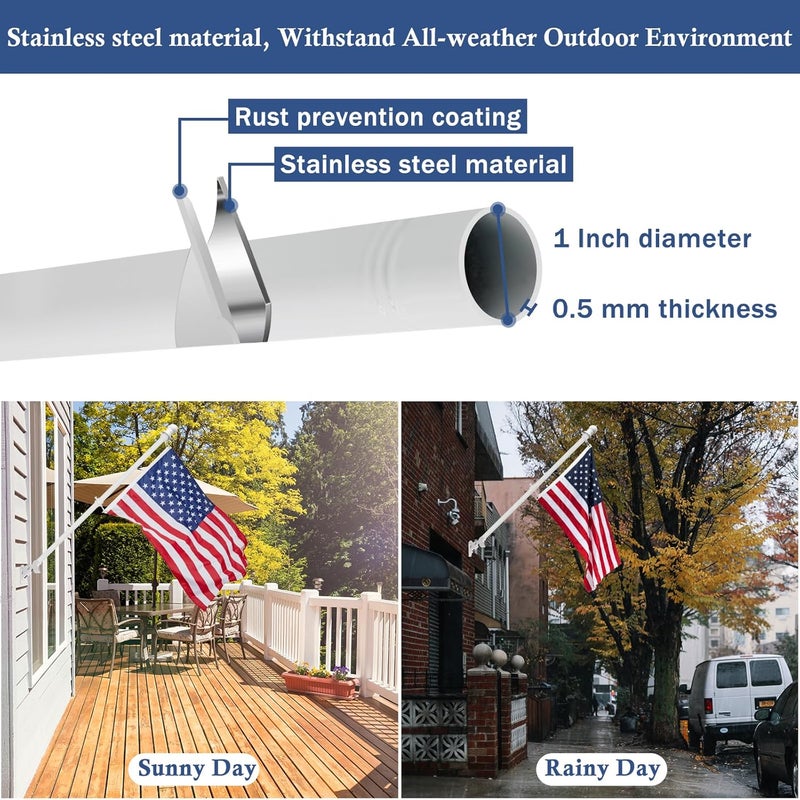 NQ 5FT Flag Pole for Outside House, Stainless Steel Flag Pole for Outdoor, House Flag Pole for Porch,Yard (Only Pole, Without Holder) - Image 3